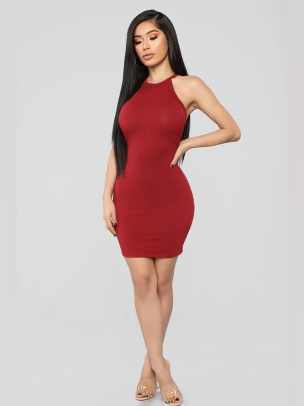 Sleeveless Red Bodycon Mini Dress